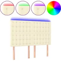 vidaXL Hoofdbord LED 144x5x118/128 cm kunstleer crèmekleurig