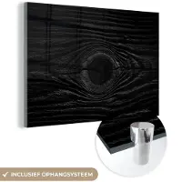 MuchoWow Glasschilderij 180x120 cm - Schilderij acrylglas - Hout - Zwart - Wit - Design - Structuren - Foto op glas - Schilderijen