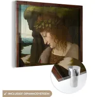 MuchoWow Glasschilderij 160x120 cm - Schilderij acrylglas - Narcissus - Leonardo da Vinci - Foto op glas - Schilderijen