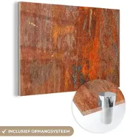 MuchoWow Glasschilderij 180x120 cm - Schilderij acrylglas - Roest - Industrieel - Staal - Foto op glas - Schilderijen