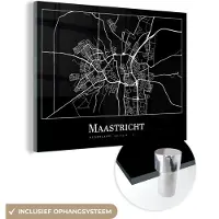 MuchoWow Glasschilderij 160x120 cm - Schilderij acrylglas - Kaart - Plattegrond - Maastricht - Stadskaart - Foto op glas - Schilderijen