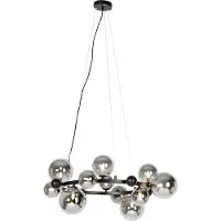 QAZQA Art Deco hanglamp zwart met smoke glas 12-lichts - David