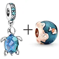 Fler | 925 Sterling Zilver Bedels | Vakantie bedel | Schildpad & Ocean | Zomer Charm | 925 Sterling Zilver | Zirkonia | Past op populaire bedel armbanden | armbandbedel | Bedels Charms Beads