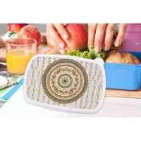 MuchoWow Broodtrommel Blauw - Lunchbox - Brooddoos - Bloemen - Mandala - Vintage - Bruin - Hippie - 18x12x6 cm - Kinderen - Jongen