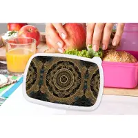 MuchoWow Broodtrommel Roze - Lunchbox - Brooddoos - Mandala - Goud - Bohemian - Luxe - 18x12x6 cm - Kinderen - Meisje