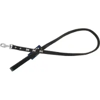 Pet Products Bones Hondenriem / Hondenlijn - Echt Leder - Zwart - Breedte 22 mm - Lengte 130 cm