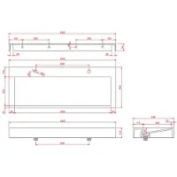 Saniclear Hoya solid surface wastafel 120x45,5cm met 2 kraangaten mat wit