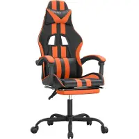vidaXL Gamestoel draaibaar met voetensteun kunstleer zwart en oranje