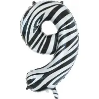Wefiesta Folieballon Cijfer 9 Zebraprint 86 cm