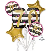 Amscan - Boeket Pink & Gold Milestone 70 Folie Ballon