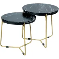 Starfurn Salontafel Caly Black marble | 45 cm | Set van 2 (Zwart, 45x45x45 diameter: 45cm)