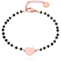 Cilla Jewels Cilla Armband Zwart Kristal en Hartje - Rosegoudkleurig