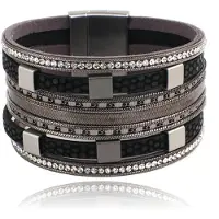 Deja Jewels Meerlaags Armband - Squares Black