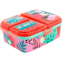 Stor Disney's Minnie Mouse Kinderlunchbox – Broodtrommel met 4 vakken voor kinderen vanaf 4 jaar - Vaatwasserbestendig & BPA-vrij - Roze/Turquoise