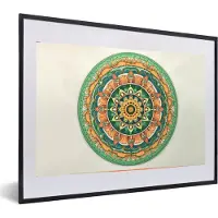 PosterMonkey Fotolijst incl. Poster - Hippie - Mandala - Groen - Boho - Bloemen - 60x40 cm - Posterlijst