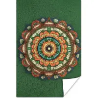 PosterMonkey Poster Mandala - Hippie - Bloemen - Oranje - 80x120 cm