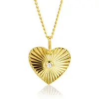 Zinzi gold plated zilveren hanger hart met zonnestralen en witte zirconia 20mm ZIH2305 (zonder collier)