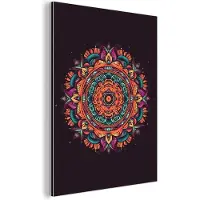 MuchoWow Wanddecoratie Metaal - Aluminium Schilderij Industrieel - Mandala - Bloemen - Hippie - Boho - Oranje - 30x40 cm - Dibond - Foto op aluminium - Industriële muurdecoratie - Voor de woonkamer/slaapkamer