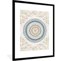 PosterMonkey Fotolijst incl. Poster - Mandala - Blauw - Bohemian - Wit - Design - 60x80 cm - Posterlijst