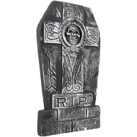 Boland Horror kerkhof decoratie grafsteen RIP met kruis en schedel 50 x 27 cm - Feestdecoratievoorwerp