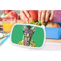 MuchoWow Broodtrommel Blauw - Lunchbox - Brooddoos - Zebra - Bril - Hippie - Bloemen - Dieren - 18x12x6 cm - Kinderen - Jongen