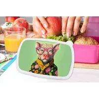 MuchoWow Broodtrommel Roze - Lunchbox - Brooddoos - Bril - Roze - Varken - Bloemen - Dier - 18x12x6 cm - Kinderen - Meisje