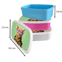 MuchoWow Broodtrommel Blauw - Lunchbox - Brooddoos - Bril - Roze - Varken - Bloemen - Dier - 18x12x6 cm - Kinderen - Jongen