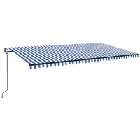 vidaXL Luifel automatisch met LED en windsensor 600x300 cm blauw wit