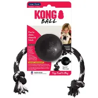 Kong Extreme Bal - met Touw - Honden Speelgoed - Zwart Wit - Ø 7.5 cm