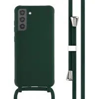 IMoshion Siliconen hoesje met koord voor de Samsung Galaxy S21 FE - Donkergroen