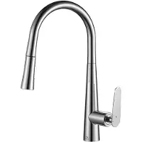 Laveo Nalda chromen wastafelmengkraan, staand model met uittrekbare uitloop, energiezuinig, keramische cartridge 35mm, hoogte 415mm, start met koud water, model BAY 069D