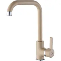 Laveo LENA BKU 465D: Wastafelkraan, enkelgreeps, beige, granietlook, uittrekbare uitloop, keramische cartridge, eenvoudig te installeren