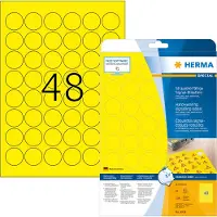 Herma 8034 weerbestendige folie etiketten A4 Ø 30 mm geel (1200 etiketten)