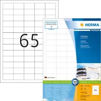 Herma Universele etiketten 4606, permanent klevend, zelfklevend, bedrukbaar, B 38,1 x H 21,2 mm, FSC papier, wit, 13000 stuks/200 vellen