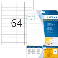Herma Etiketten 4226 Klevend A4 Wit 48,3 x 16,9 mm 25 Vellen à 64 Etiketten