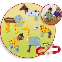 Klein Magnetische dieren - KLEIN - 0071 - 4 grote grappige dierenpuzzel, zak - 16 stukjes - vanaf 12 ma...
