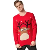TecTake dressforfun - Kersttrui sympathiek rendier L - verkleedkleding kostuum halloween verkleden feestkleding carnavalskleding carnaval feestkledij partykleding - 303392