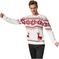 TecTake dressforfun - Kersttrui Winterland wit-rood L - verkleedkleding kostuum halloween verkleden feestkleding carnavalskleding carnaval feestkledij partykleding - 303372