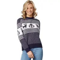 TecTake dressforfun - Kersttrui Winterwonderland blauw-wit voor vrouwen XL - verkleedkleding kostuum halloween verkleden feestkleding carnavalskleding carnaval feestkledij partykleding - 303353