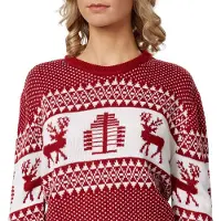 Dressforfun Kersttrui Winterwonderland rood-wit voor vrouwen S - verkleedkleding kostuum halloween verkleden feestkleding carnavalskleding carnaval feestkledij partykleding - 303355