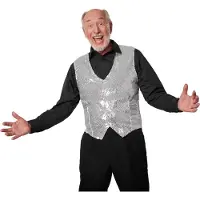 TecTake dressforfun - Paillettenvest heren zilver XXL - verkleedkleding kostuum halloween verkleden feestkleding carnavalskleding carnaval feestkledij partykleding - 303970