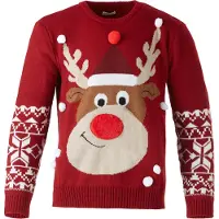 Dressforfun Kersttrui Rudi Rendier voor kinderen - 140 (9-10y) - Verkleedkleding carnaval - Halloween - Verkleden - Feestkleding - Carnavalskleding - Feest - Partykleding