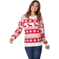 TecTake dressforfun - Kersttrui wintertoverpracht wit-rood voor vrouwen M - verkleedkleding kostuum halloween verkleden feestkleding carnavalskleding carnaval feestkledij partykleding - 303336