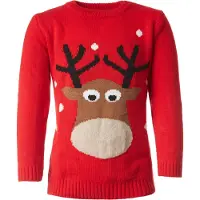 TecTake dressforfun - Kersttrui sympathiek rendier voor kinderen 128 (7-8y) - verkleedkleding kostuum halloween verkleden feestkleding carnavalskleding carnaval feestkledij partykleding - 303327