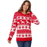 Dressforfun Kersttrui wintertoverpracht rood-wit voor vrouwen L - verkleedkleding kostuum halloween verkleden feestkleding carnavalskleding carnaval feestkledij partykleding - 303332
