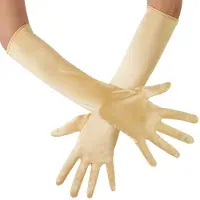 TecTake dressforfun - Lange satijnen handschoenen goud - verkleedkleding kostuum halloween verkleden feestkleding carnavalskleding carnaval feestkledij partykleding - 303652