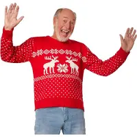 TecTake dressforfun - Kersttrui sneeuwpret rood-wit XXL - verkleedkleding kostuum halloween verkleden feestkleding carnavalskleding carnaval feestkledij partykleding - 303379