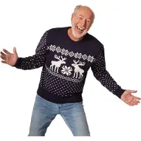 TecTake dressforfun - Kersttrui sneeuwpret blauw-wit S - verkleedkleding kostuum halloween verkleden feestkleding carnavalskleding carnaval feestkledij partykleding - 303380