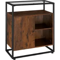 TecTake Ladekast met Glazen Oppervlak - 70 x 38 x 80,5 cm - Industrieel Design - Houten Dressoir met Zwart Frame