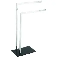 Spirella MSV Handdoeken rek badkamer - rvs - 2 stangen - voet zwart glas - H78 cm - Handdoekrekken